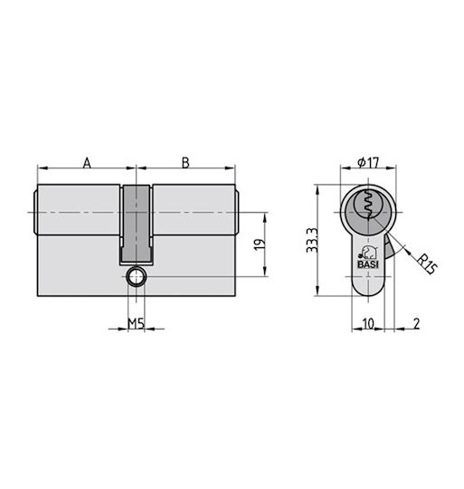 Basi Lock Cylinder V50 60mm (30-30)