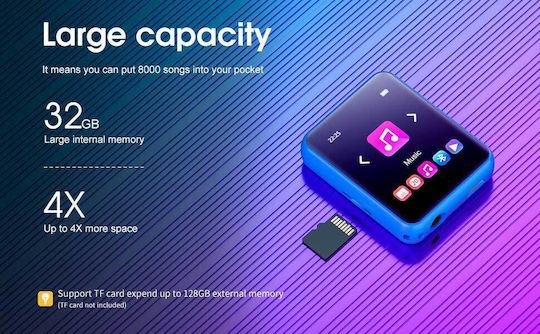 Joliker MP3 Player (32GB) with IPS Touch Screen 1.8" Blue MY532GB