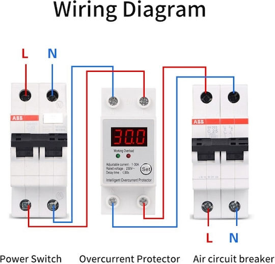 Releu de Siguranță Digital Protecție Tensiune Sinotimer 30a 230v Sap-30a Recuperare Automată Afișaj LED