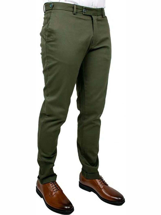 Trousers Chino Elastic in Slim Fit Brown