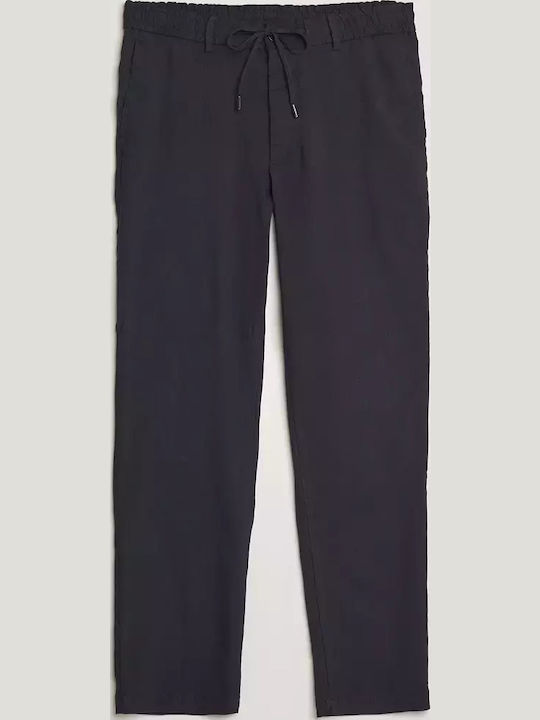 Men's Elastic Regular Fit Dark Blue Trousers