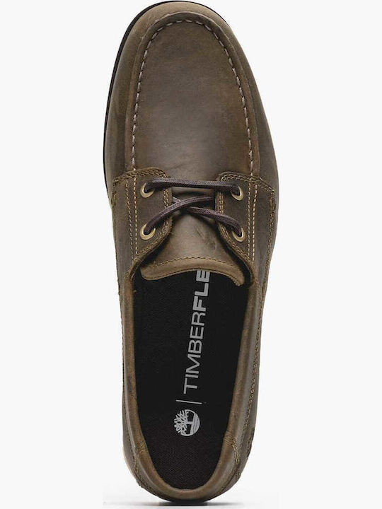 Men's Leather Boat Shoes Green