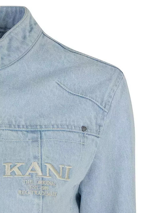 Retro Κοντό Γυναικείο Τζιν Μπουφάν Bleached Blue