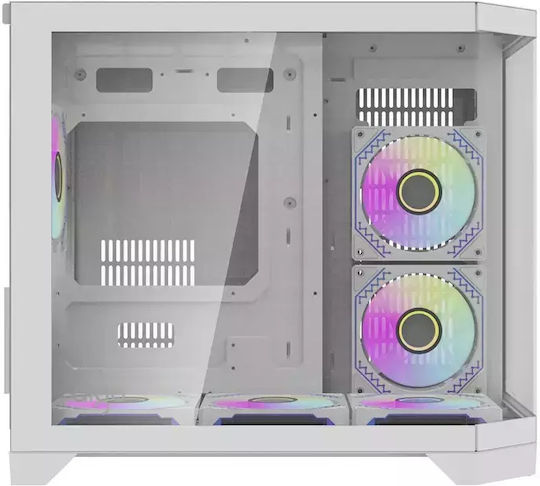 Darkflash FT418 Gaming Midi Tower Computer Case with Side Window and RGB Lighting White
