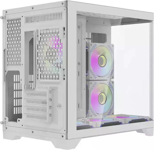 Darkflash FT418 Gaming Midi Tower Computer Case with Side Window and RGB Lighting White
