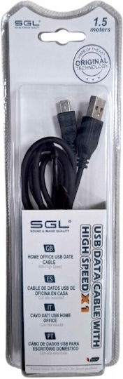 SGL USB 2.0 Кабел USB-A мъжки - мини USB-A мъжки Черен 1.5м 097183