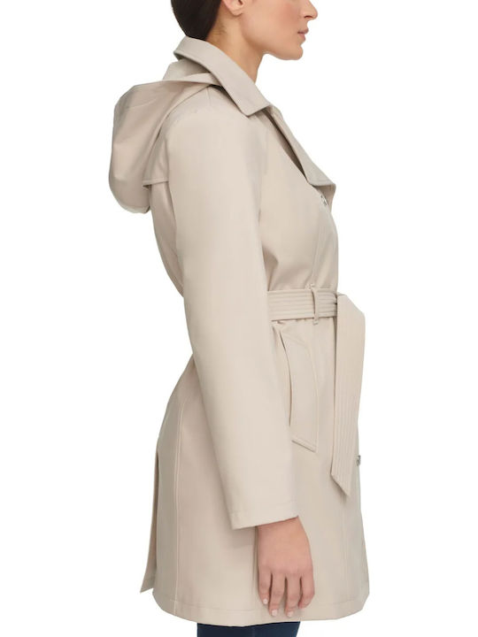 Women's Ecru Coat with Belt