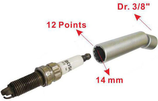 Whirlpower 12733-2-275 Magnetic Folding Long Spark Plug Wrench 14 X 3/8" 275mm