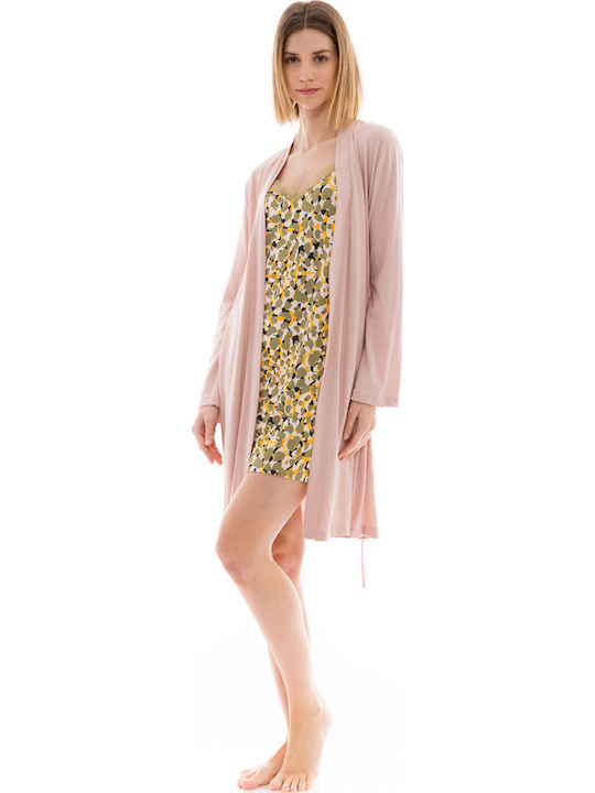 Pink Label Γυναικεία Ρόμπα με Νυχτικό Pink Label Γυναικεία Ρόμπα με Νυχτικό