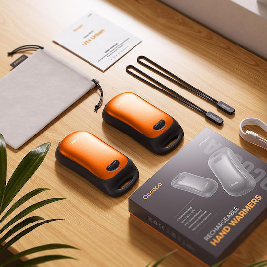 Ocoopa Hand Warmer Ut4 Urban Ut3061 Og Usb-c Ip45 Adjustable Heat Magnetic Strap 2x 3000mah Orange
