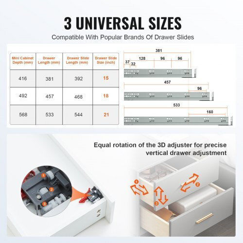 Vevor 10 Pairs of Drawer Slides 533.4mm Heavy Duty Soft Close 100 Lbs Dzyzscthg1001jzm6v0
