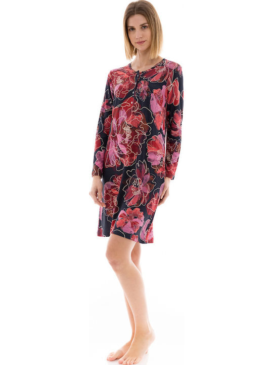 Pink Label Χειμερινό Γυναικείο Νυχτικό Magenta Pink Label Χειμερινό Γυναικείο Νυχτικό Magenta