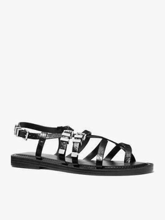 Darrington Leather Women's Flat Sandals in Black Color