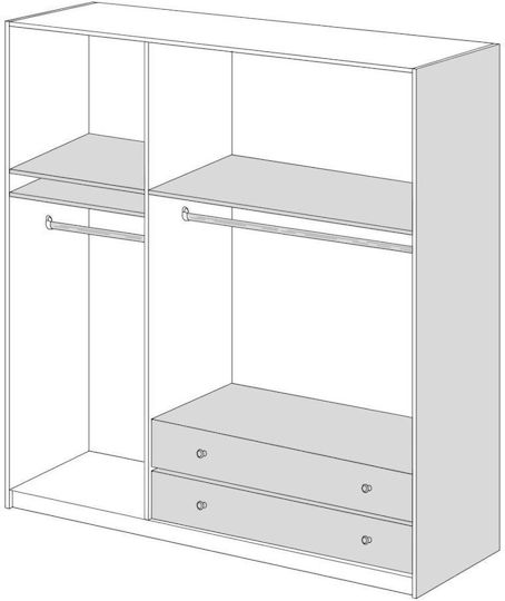 Τρίφυλλη Ντουλάπα με Πατάρι 152x60x233cm Καρυδί