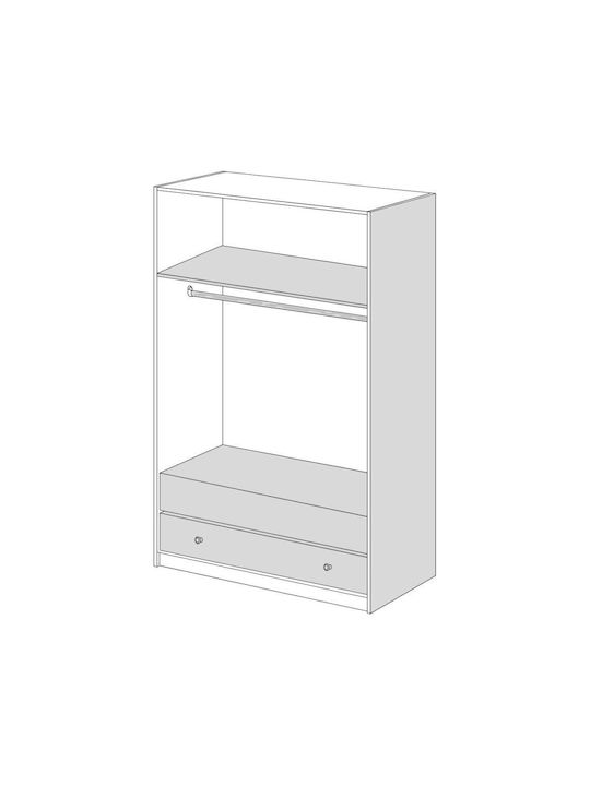 Δίφυλλη Ντουλάπα με Πατάρι Καρυδί 102x60x233cm