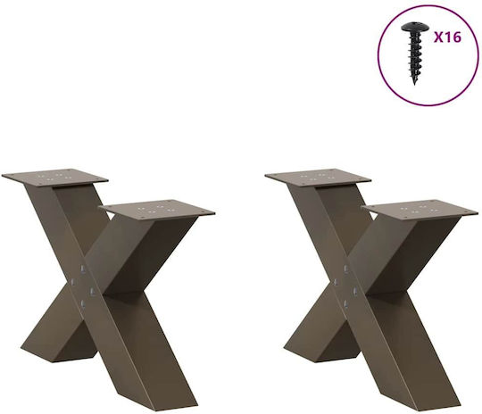 vidaXL Metallic Furniture Leg 2 Pieces Suitable for Table / Coffee Table / Office 50x30cm Brown
