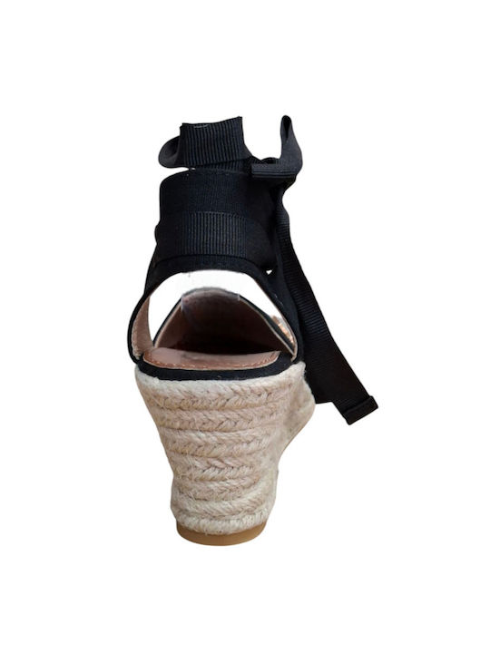 Women's Synthetic Leather Platform Espadrilles Black