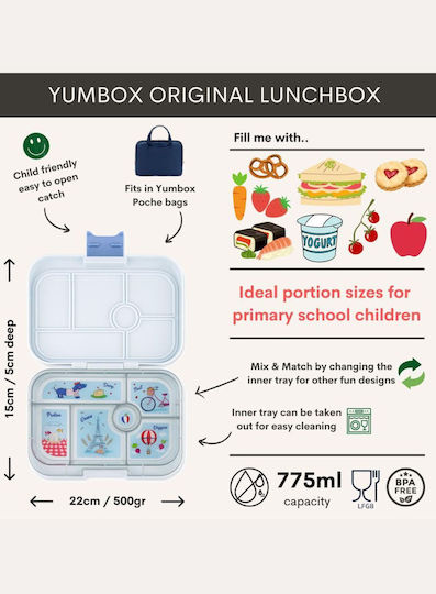 Yumbox Plastik Kinderlebensmittelbehälter Grau 21,6 x 15,2 x 4,6 cm 6-Abschnitte