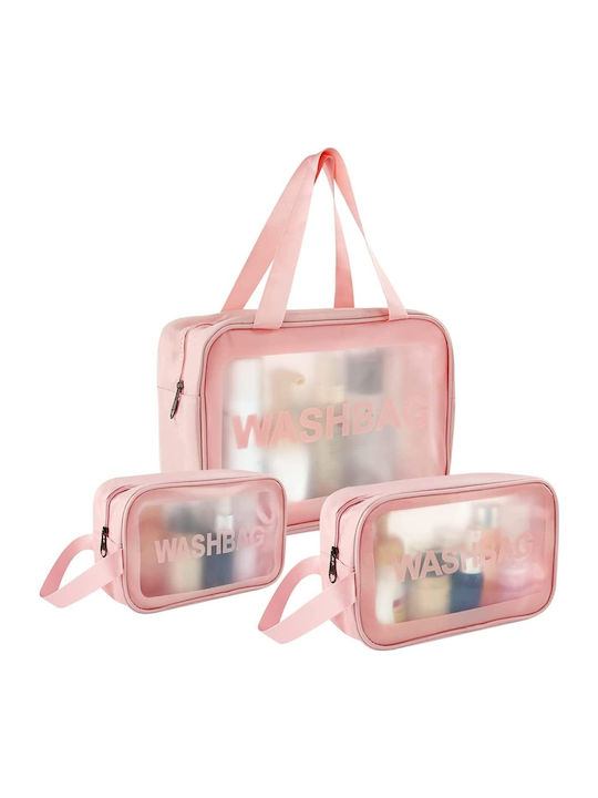 Travel Cosmetic Bag Set Tecos 3 Different Sizes Waterproof Black