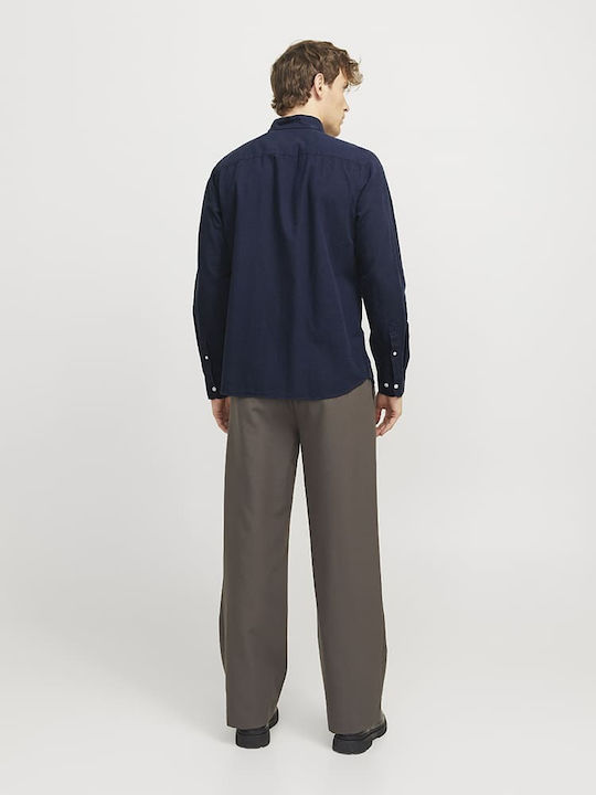 Button Down Langärmlig Baumwolle Hemd Dark Blue