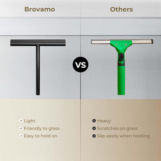 Brovamo Scraper-black-02 Shower Cleaner Holder No Drilling Streak-Free Shower Squeegee Glass Door Silicone Shower Cleaner Bathroom Window Mirror Car Glass Black