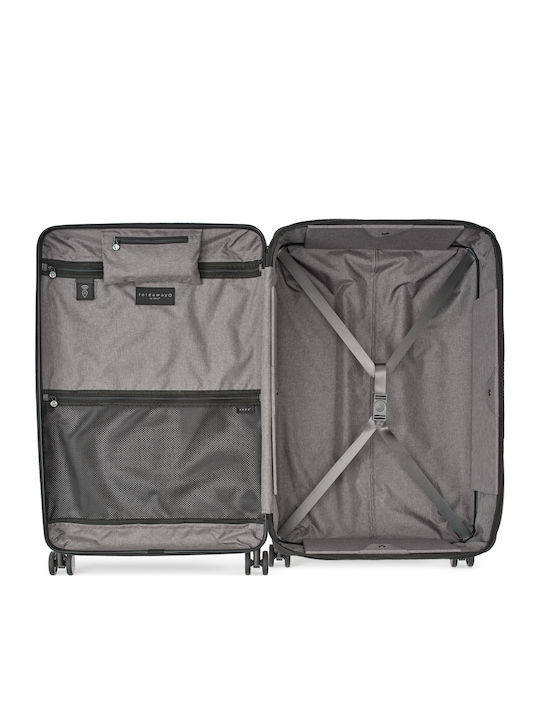 Senz° Μεγάλη Βαλίτσα Ταξιδίου Σκληρή Silk Grey με 4 Ρόδες Ύψους 76εκ.