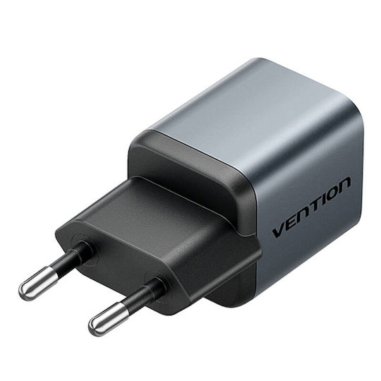 Vention Φορτιστής Χωρίς Καλώδιο GaN με Θύρα USB-C 20W Power Delivery / Quick Charge 2.0 / Quick Charge 3.0 Γκρι (TZ-FEVH0-EU)