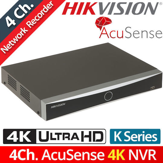 Hikvision Записващо устройство NVR 4 Канала с Резолюция 4K DS-7604NXI-K1