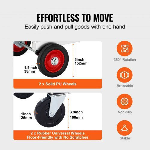 2-in-1 Cargo Trolley Maximum Capacity 181 Kg Weight 8 Kg Aluminum Foldable 384 X 1075 X 867 Mm