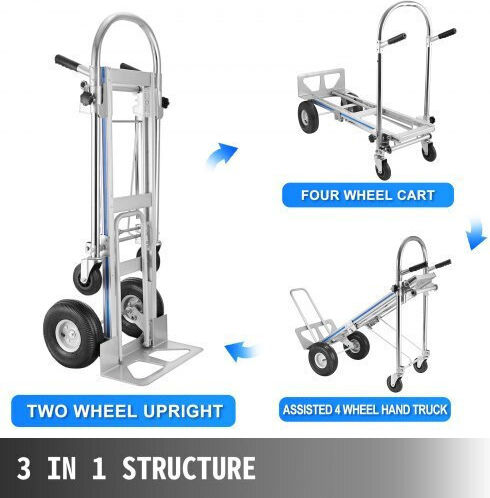 3 In 1 Cargo Trolley Aluminum Max Capacity 320 Kg 4 Wheels