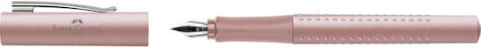 Faber-Castell Grip 2011 Pană De Scris Medium Roz Din Oțel Cu Cerneală Roșie