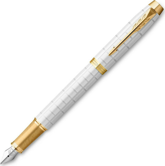 Parker I.M. Premium Писалка Medium Бяла от Inox с Червено Мастило
