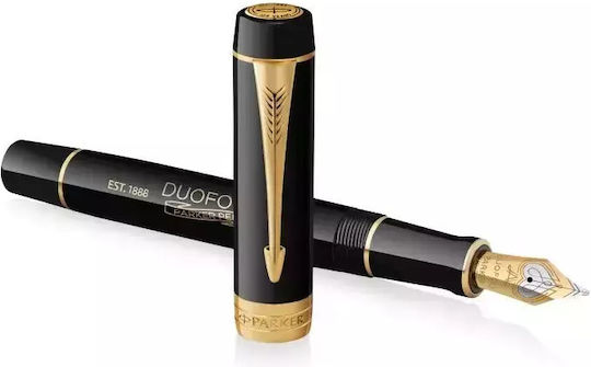 Parker Duofold Πένα Γραφής Medium 0.8mm Μαύρη με Μαύρο Μελάνι