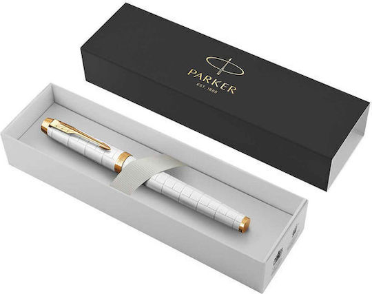 Parker Im Premium Pearl Gt Σετ Πένα Γραφής Fine Λευκή με Μπλε Μελάνι