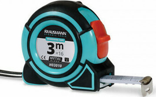 Krausmann H03010 Метрическа лента с автоматично връщане 16мм x 3м