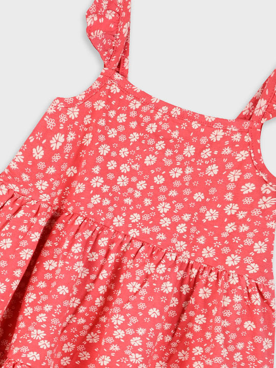 Children's Dress Sleeveless Floral Coral