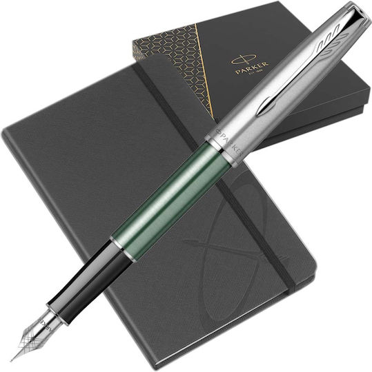 Parker Sonnet Essential Πένα Γραφής Fine Πράσινη με Μπλε Μελάνι