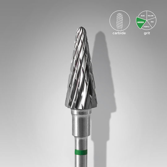 Staleks Pro Nail Drill Carbide Bit with Cone Head Green