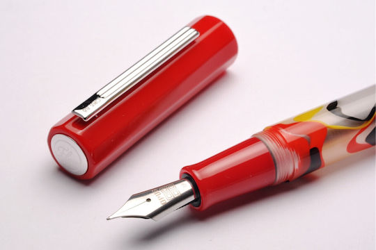 Opus 88 Flow Transparent Red Fountain Pen 101030 Nibs Broad
