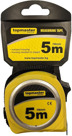 Topmaster Roll 5m x 19mm Tape Measure with Auto-Rewind and Magnet 19mm x 5m