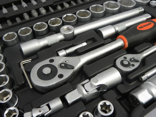 Geko L-Tech Set de chei tubulare și clichet 1\2" & 1\4" 108buc