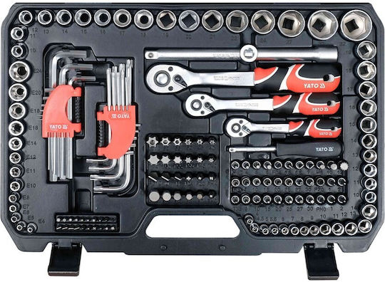 Yato Set de chei tubulare și clichet 1\4" & 3\8" & 1\2" 198buc