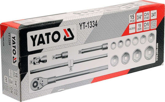 Yato Ratschen- & Steckschlüssel-Sets 3\4" 15Stück