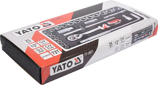 Yato Tool Set Ratchet 1\2" 25pcs YT-12671