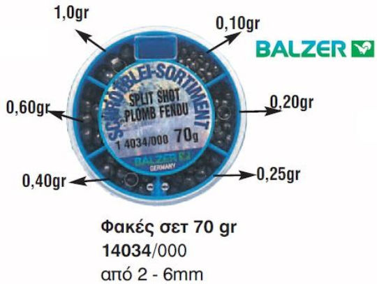 Angelblei-Set Schrotblei Split Balzer 0,10-1,00g