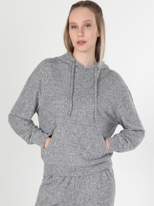 Lang Damen Sweatshirt Kapuzen Gray