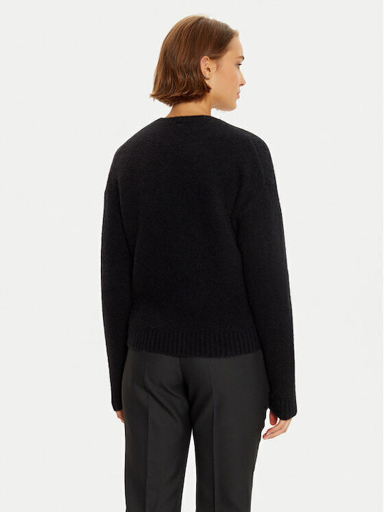 Damen Langarm Pullover Wolle Black
