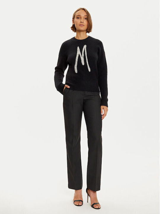 Damen Langarm Pullover Wolle Black