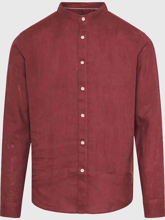 Long-sleeved Linen Shirt Burgundy