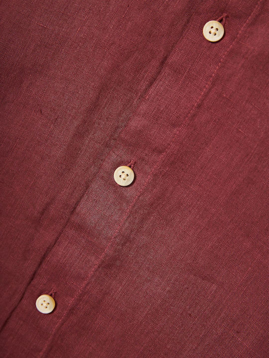 Long-sleeved Linen Shirt Burgundy